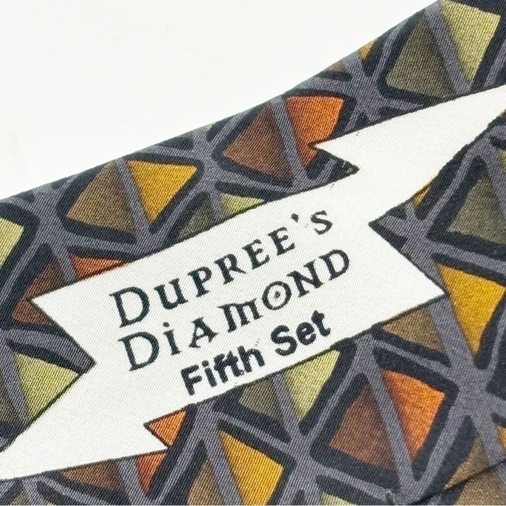 GRATEFUL DEAD Men’s Gray Gold Geometric Tie DUPREE’S DIAMOND Fifth Set 1996 USA